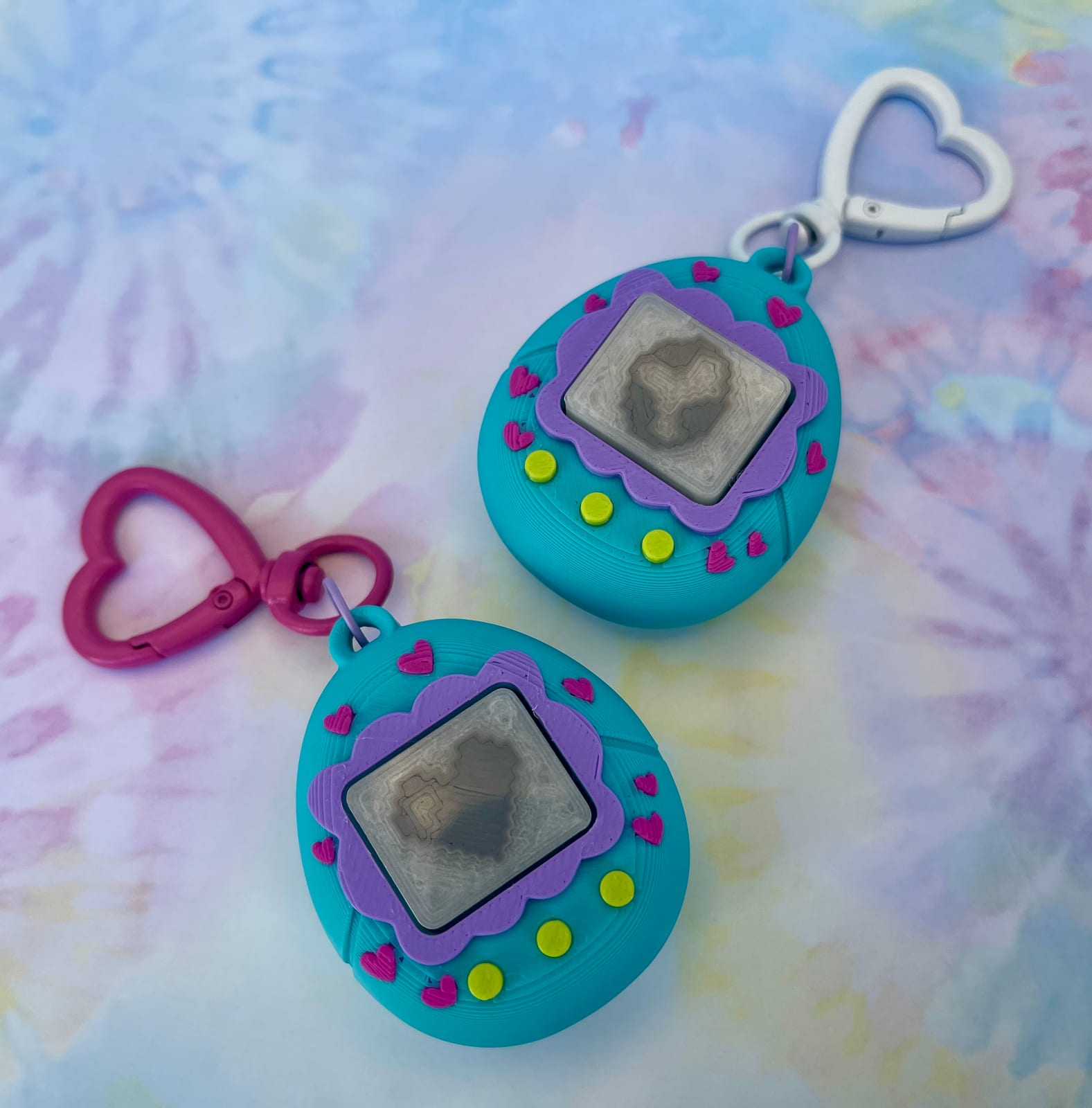 Retro Heart Tamagotchi Clicker Keychain