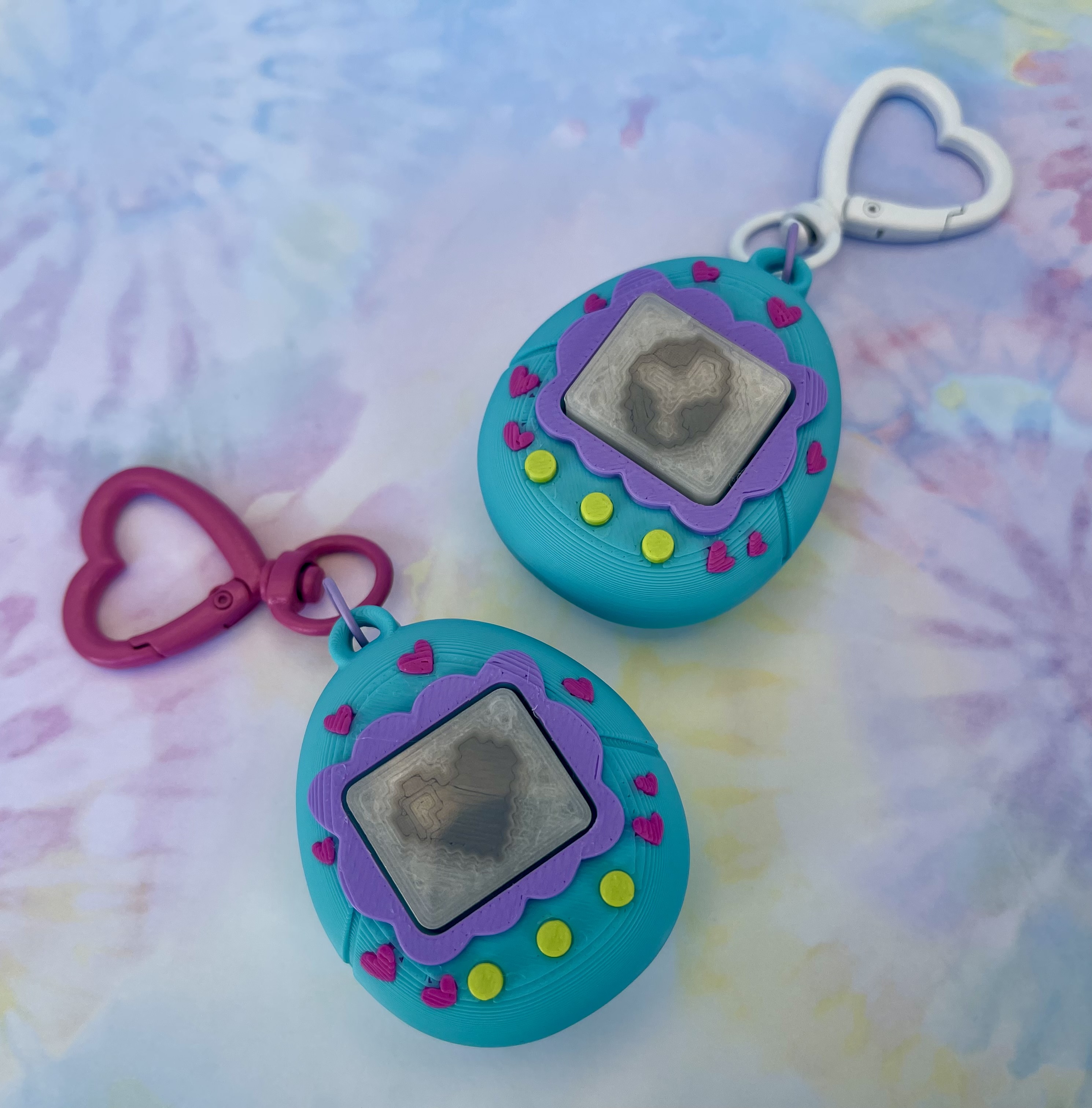 Retro Heart Tamagotchi Clicker Keychain